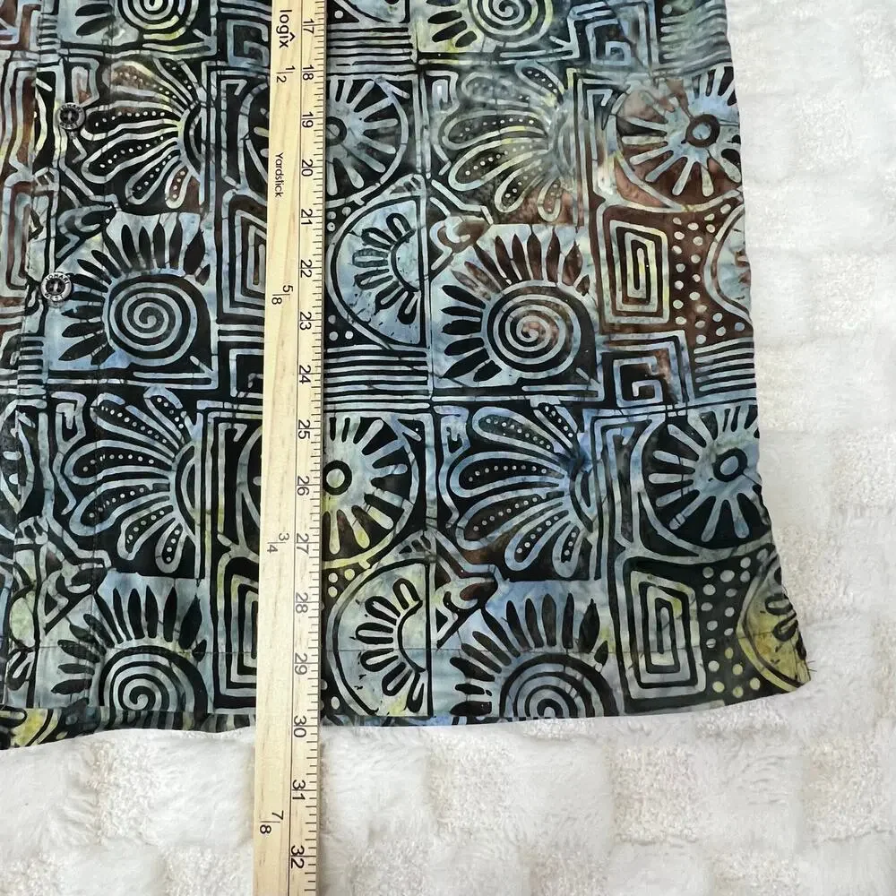 Johari West Shirt Mens XL Black Multicolor Abstract Hawaiian Camp Button Up - Picture 7 of 7